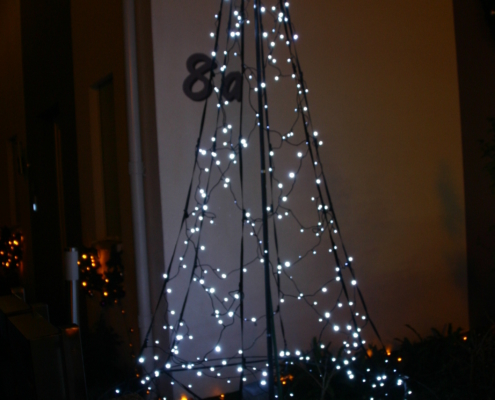 Die kleine Tree des Weihnachtshaus Neureut 2013 leuchtet schon